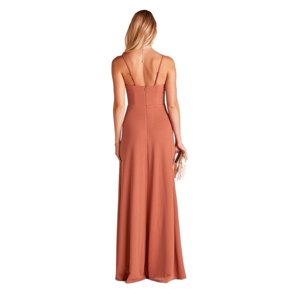 BIRDY GREY Ash Side Slit Crepe Maxi Bridesmaid Dress in terracotta - Picture 4 of 16